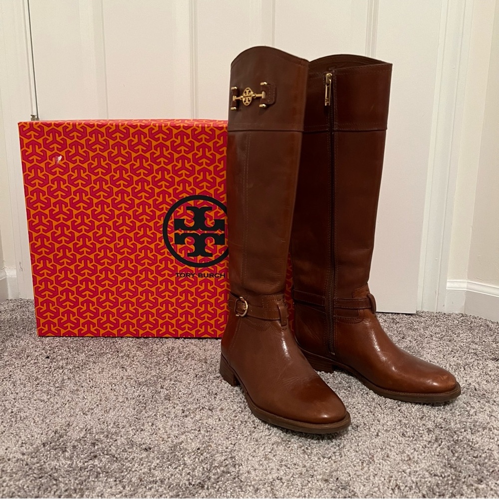 Tory Burch Chestnut Brown Nadine Riding Boots Size 5